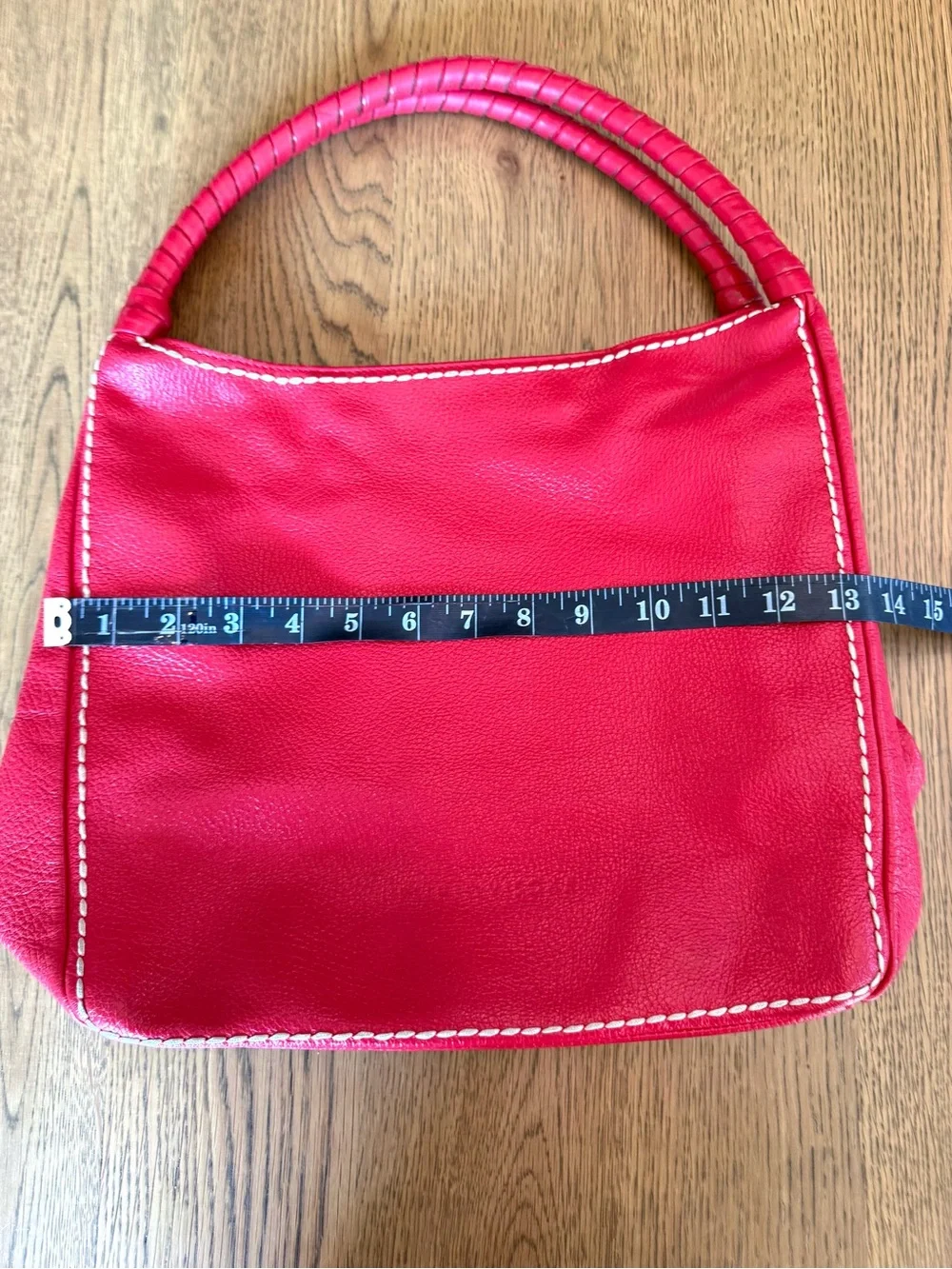 Plinio Visona Red Pebbled Leather Slouchy Hobo Shoulder Bag OS